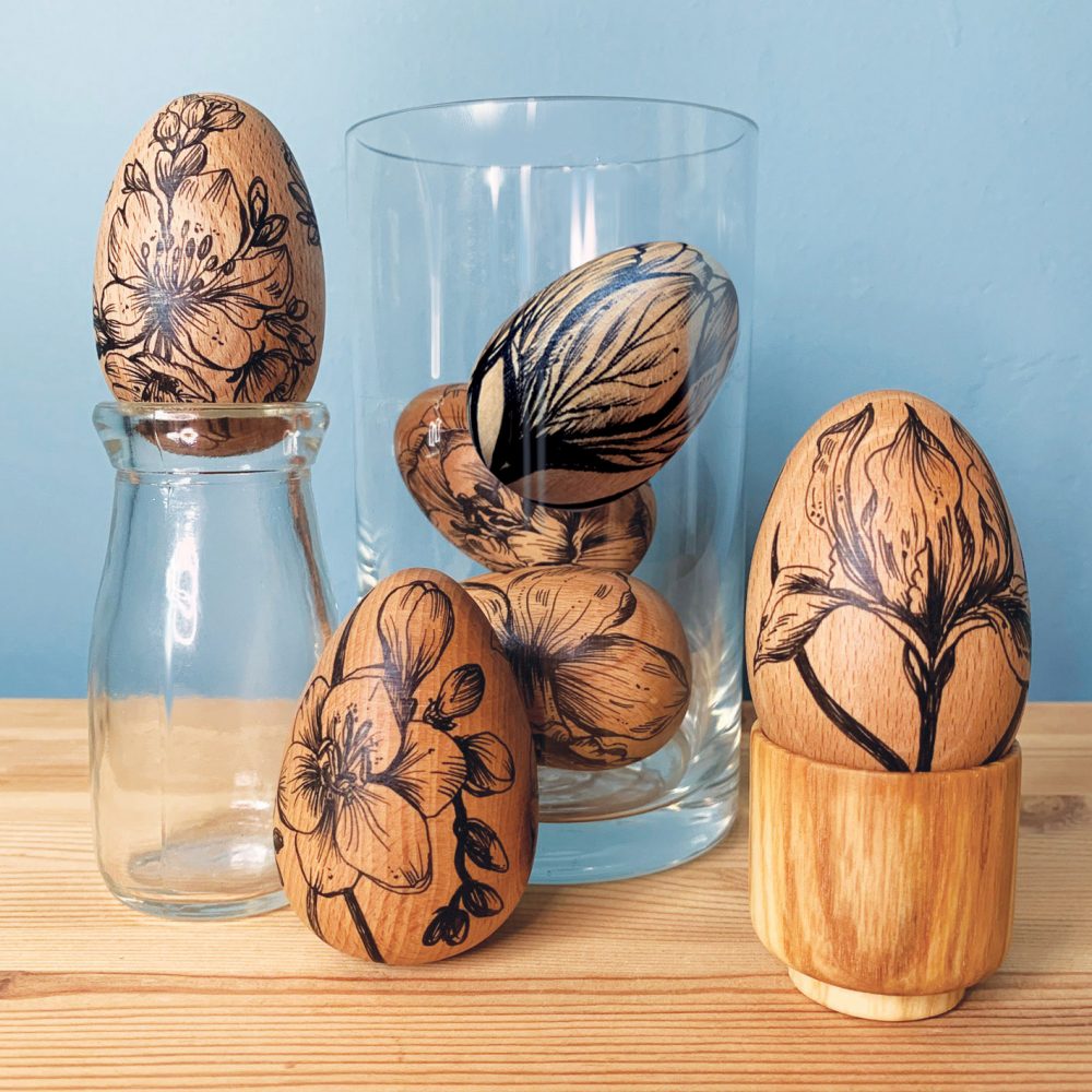 Skew and Ink decorated egg collection