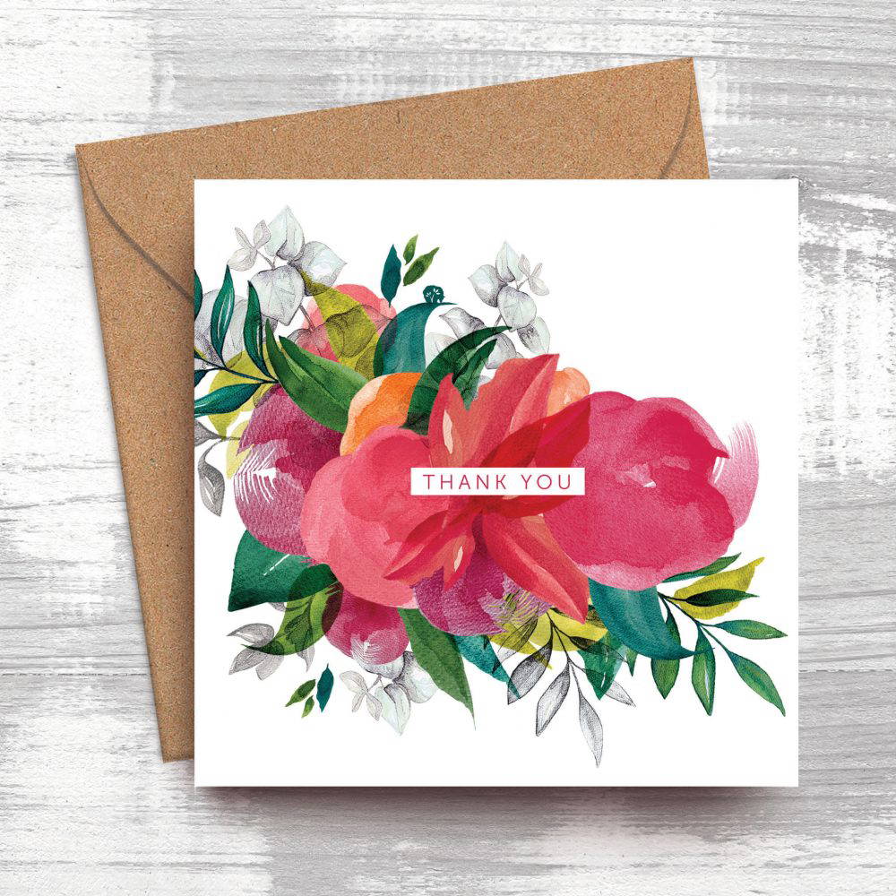 Thank You Greeting Card - Peony Blush